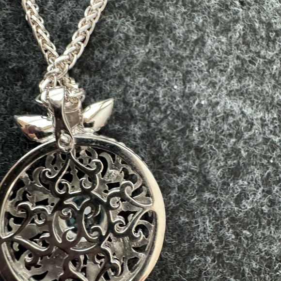 Silver Angel Pendant Necklace with Blue Gem - Picture 4 of 5